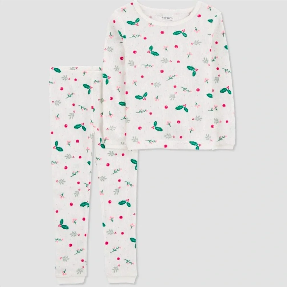 Carter’s Just One You Toddler Cotton Long Sleeve Holly Christmas Pajamas Set
